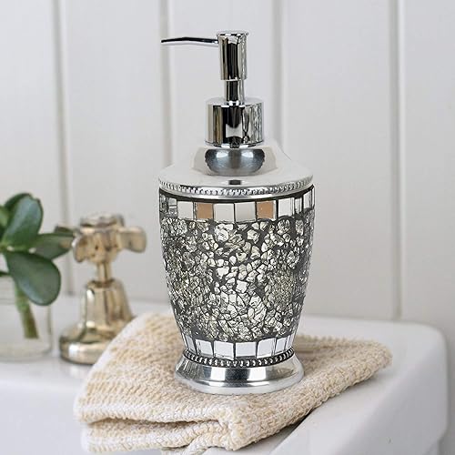 Miniatura 4 de nu steel IB6I Iceberg Collection - Dispensador de loción con bomba de metal, botella recargable, ideal para jabones líquidos, acabado de mosaico de