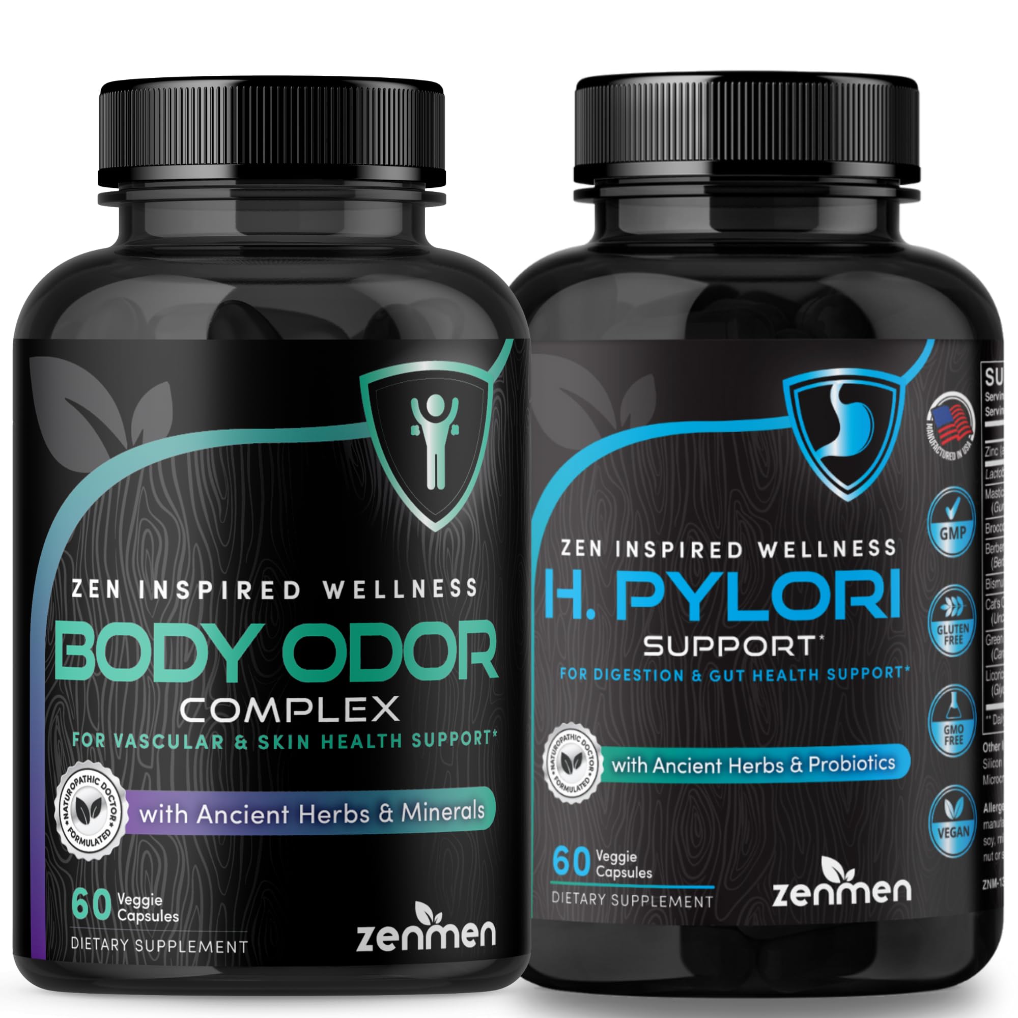 Zenmen Gut Health Bundle Body Odor and H.Pylori Support Capsules