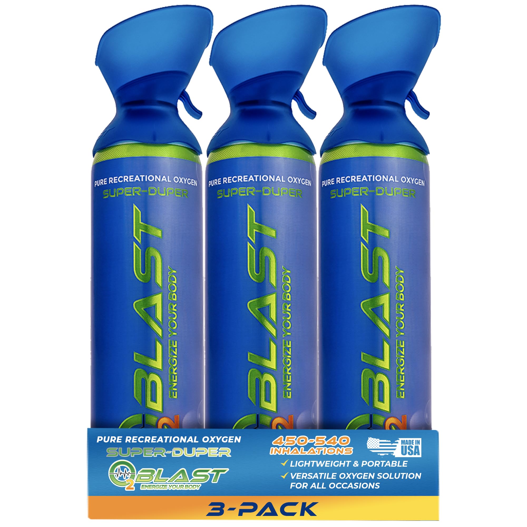 O2 Blast Pure Oxygen 10L 3-Pack with Mask