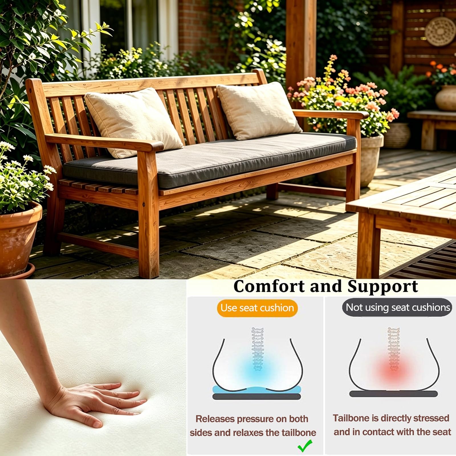 Cojines para Columpio de Jardin Exterior Colgante, Cojín Banco Exterior Grueso 5cm Impermeable 80%, Colchoneta para Banco de Jardín Funda Desmontable, para Terraza y Jardín(Blanco,100x40 cm 39x16 in)