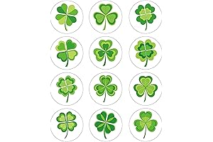St. Patrick's Day Stickers for Kids, 600 Pieces Round Shamrock Clover Stickers...