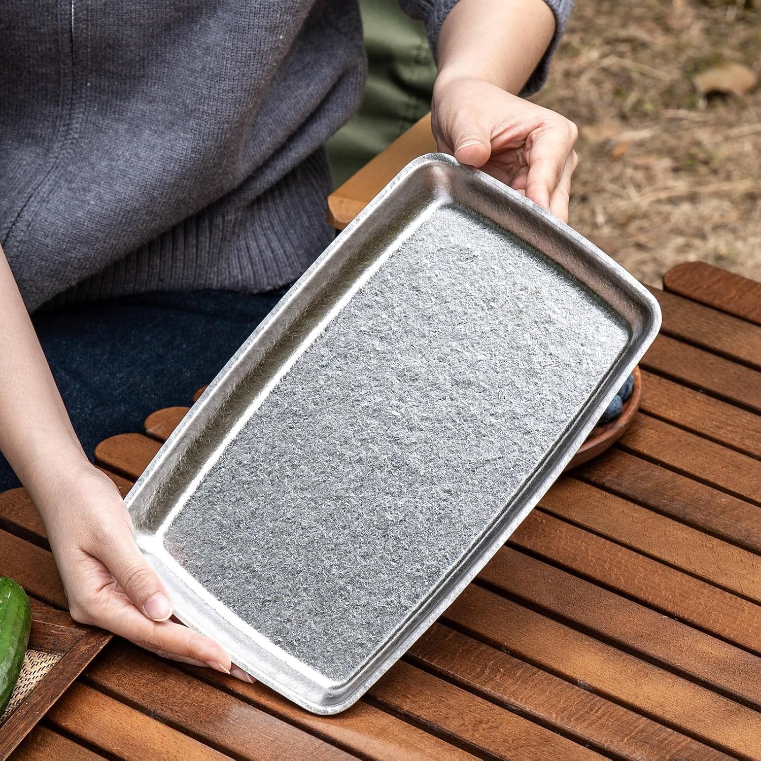 Boundless Voyage Titanium Square Plate - Lightweight Camping Tableware, Heat-Resistant Flat Tray for Home, Outdoor, Picnic & BBQ Camping Portable Tableware Dishwasher Safe (Glossy)