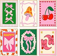 Dlcloei 6-Pack Mini Paint by Numbers Kit for Adults Beginners Kids - Easy Acrylic Canvas Art, Coquette Bow Designs, Stress Relief Crafts