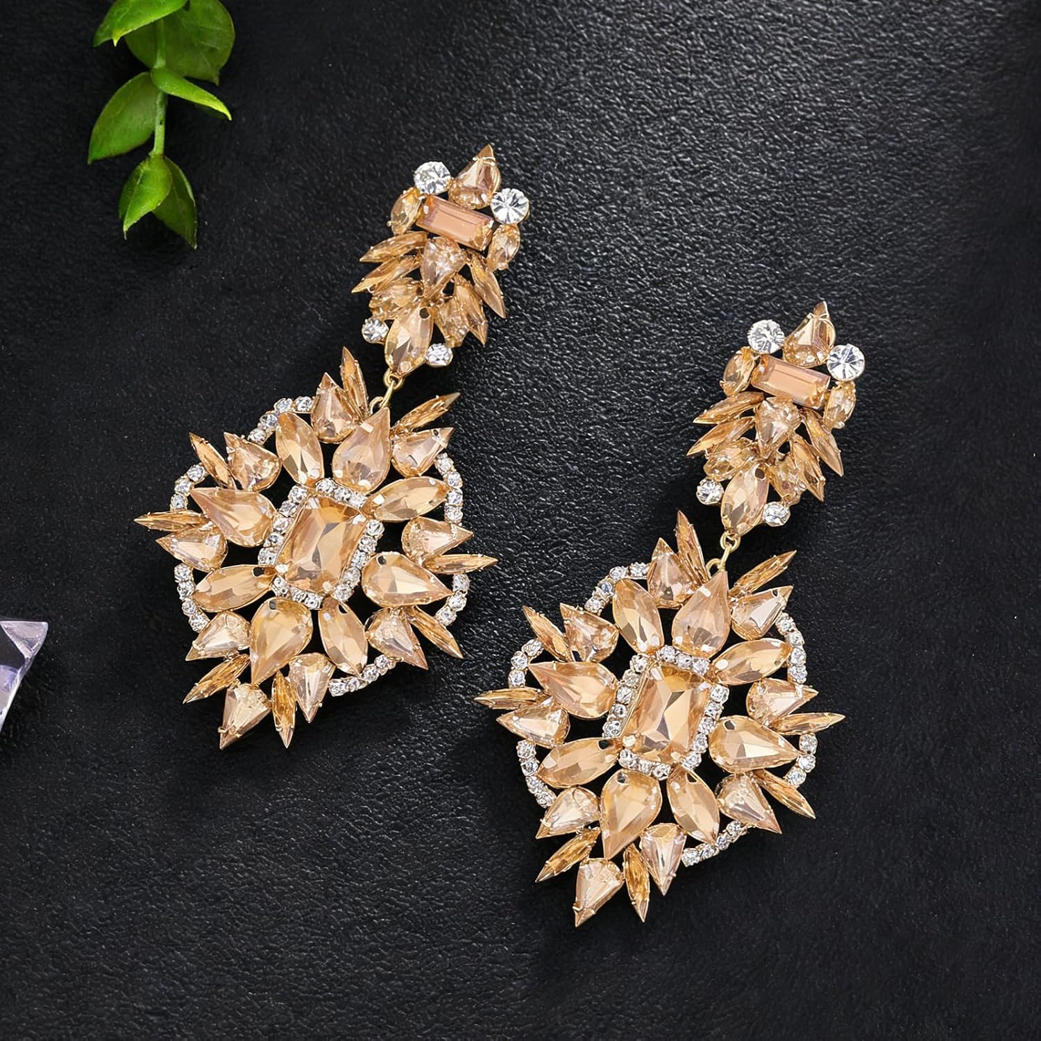 Silver Chandelier Earrings for Women Trendy, Oversized Big Crystal Rhinestone Statement Earrings Dangling Formal Pageant Earings Drag Queen Jewelry