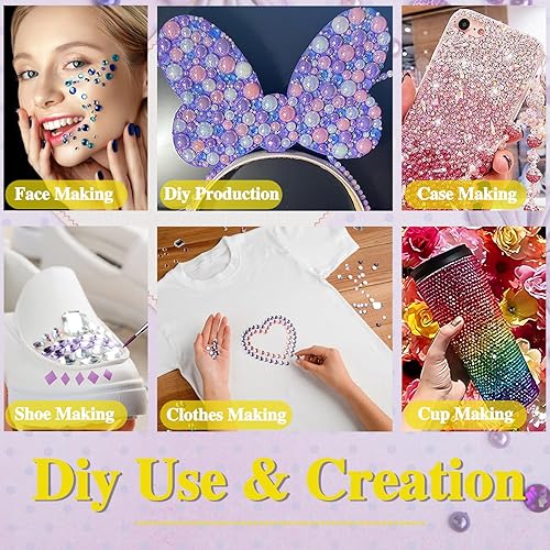 Miniatura 5 de 3 hojas de gemas de diamantes de imitación autoadhesivos para la cara, maquillaje, uñas, manualidades (amarillo)