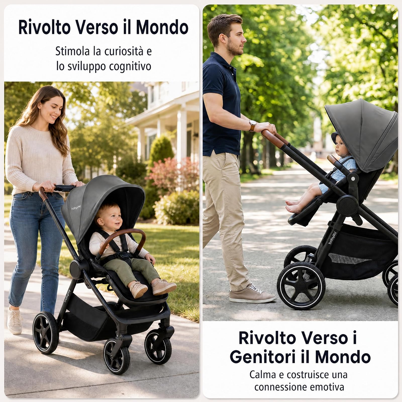 COSTWAY Passeggino Pieghevole per Bambini 6-36 Mesi, Grigio