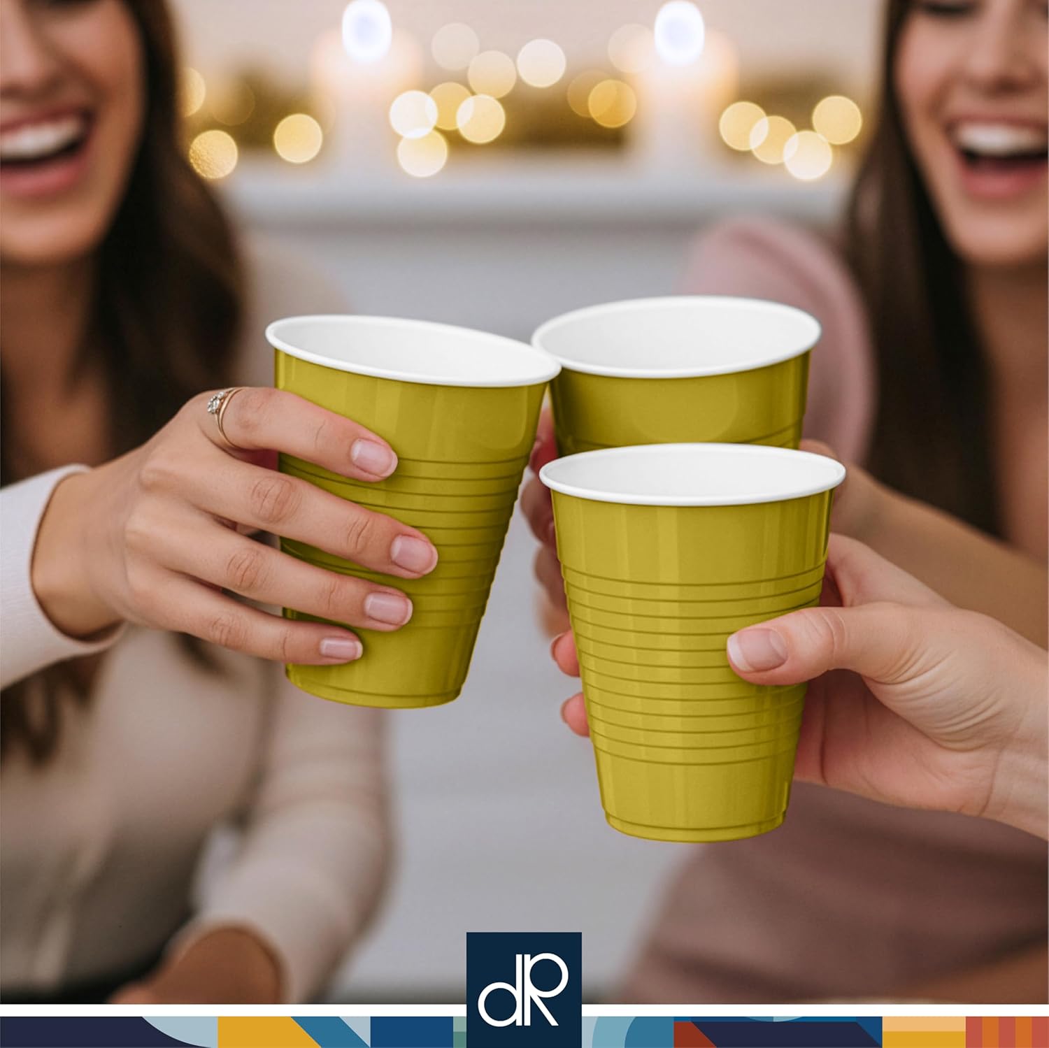 DecorRack Gold Plastic Cups, 12 oz Disposable Cups, Reusable Party Supplies (120 Count)