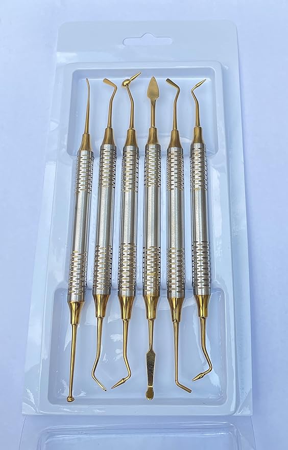 NSI Dental composite filling instrument kit golden handle set of 6