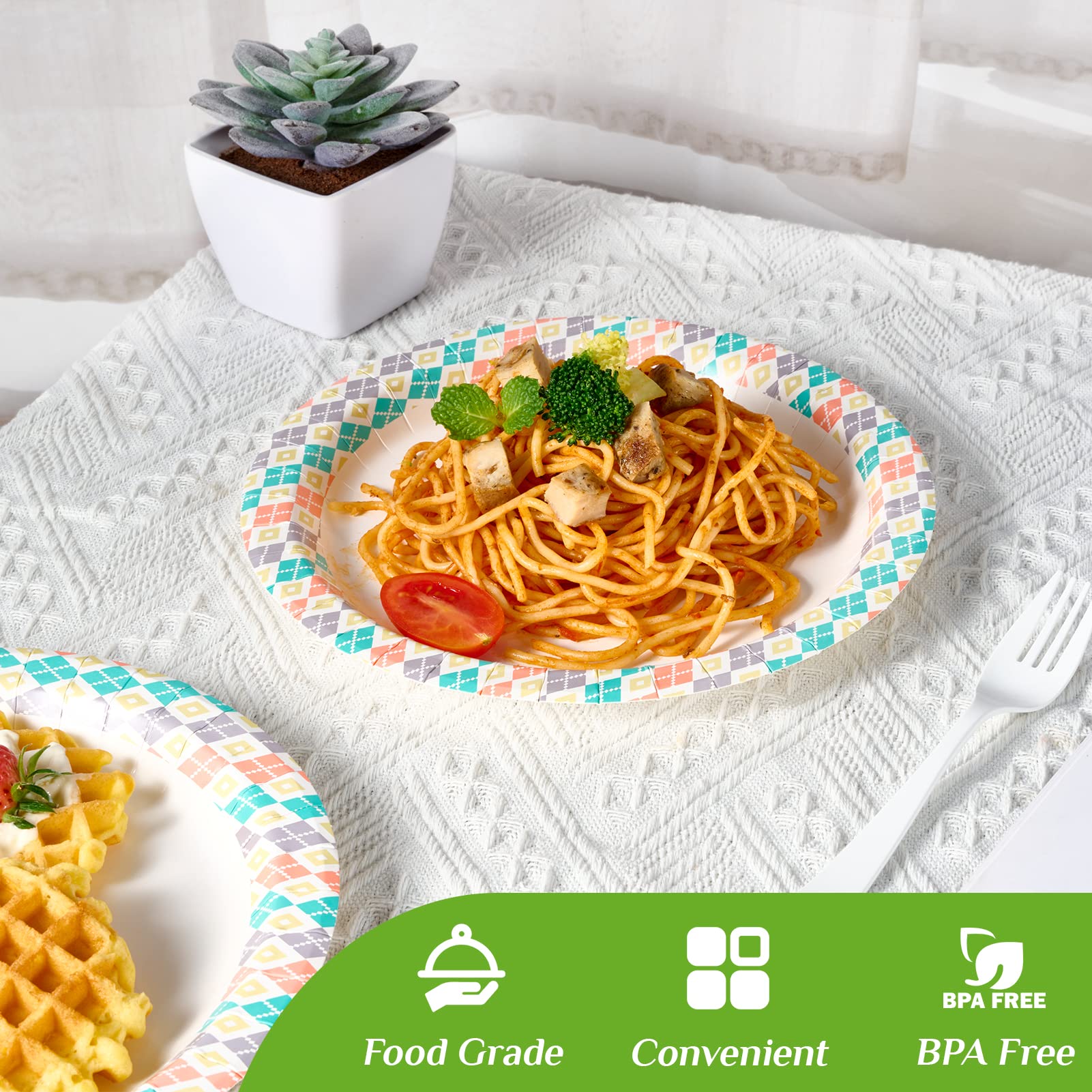 FOCUSLINE 21.6 cm große Pappteller, 360 Stück, Einweg-Pappteller für den täglichen Gebrauch, schnittfest und einweichfest, beschichtete Pappteller, groß, robust, 25.4 cm Pappteller für Zuhause, Party