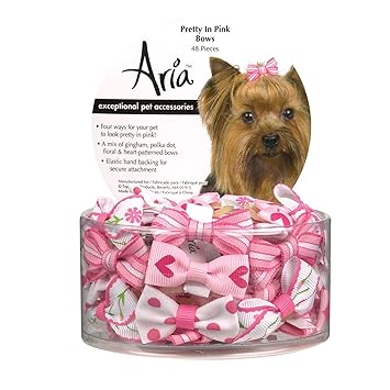 Aria in Pink Bows for Dogs, 48-Piece Canisters