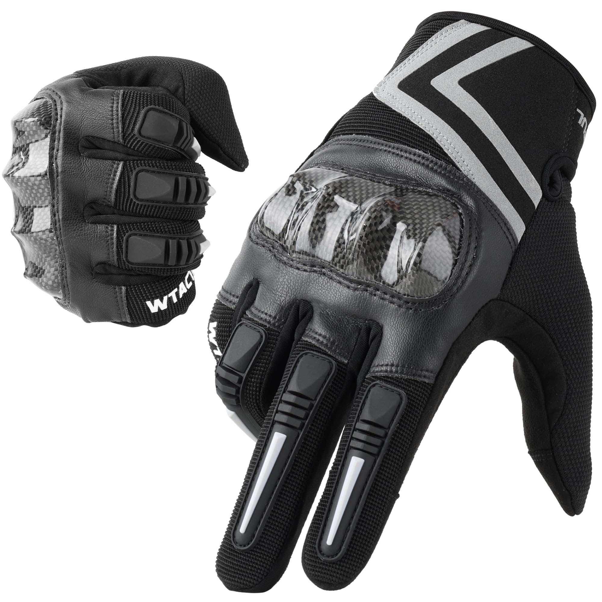 WTACTFUL Motorcycle Gloves for Men Women, Dirt Bike Gloves Full Finger Touchscreen Breathable for Riding Motocross Road Racing Cycling Mountain Bike Bicycle Off-Road MTB ATV Summer Black M