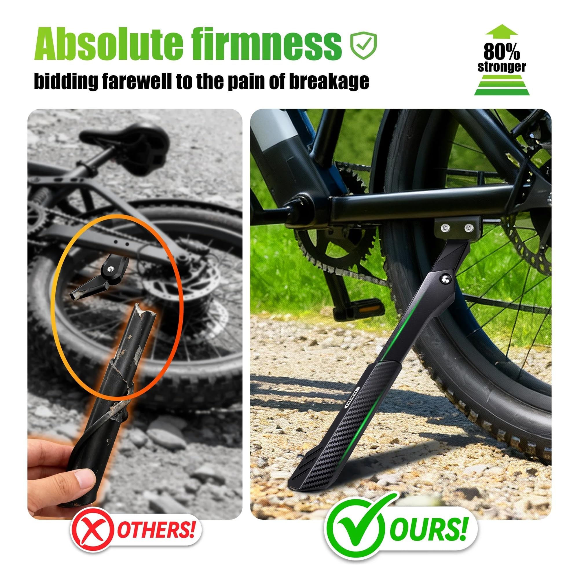 Cavalletto Laterale della Bicicletta Cavalletto for Bici in Alluminio Base allargata Supporto for Bicicletta Antiscivolo for Bicicletta elettrica da 26-29 "Supporto Universale Regolabile 40mm