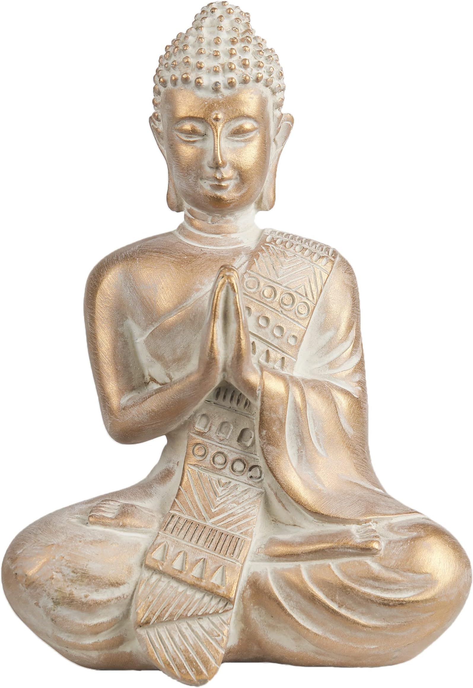 TERESA'S COLLECTIONS Buddha Statue Indoor for Zen Decor, Meditation Buddha Home Decor for Spiritual Room, Boho Gold Statue Resin for Office Table Living Room Home Decorations Gifts for Mom, 6.3"