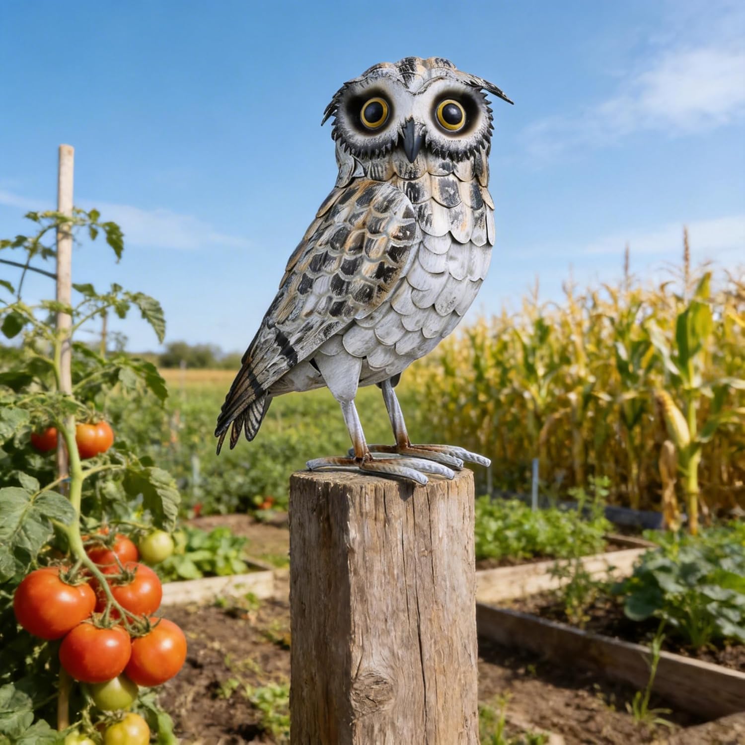 Shorayn Metal Owl Decor Garden Statue Outdoor Sculpture Yard Art for Patio Lawn Backyard Home Decoration Great Gifts