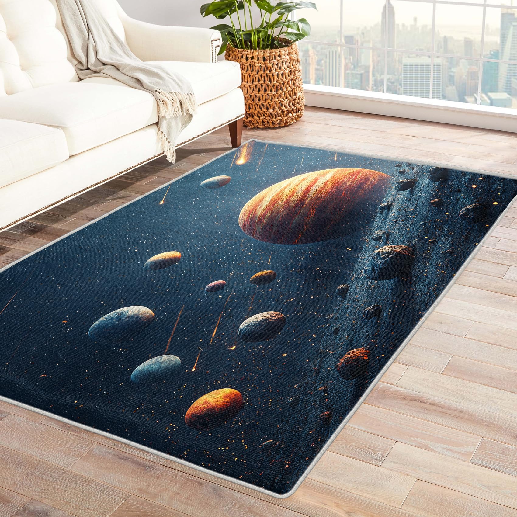 Generisch Planet Weltraum Teppich, Teppich Schlafzimmer Wohnzimmer Universum Galaxie, Wohnzimmerteppich Schlafzimmer Dekoration rutschfeste Waschbar Flanell 160x230 cm V-M5