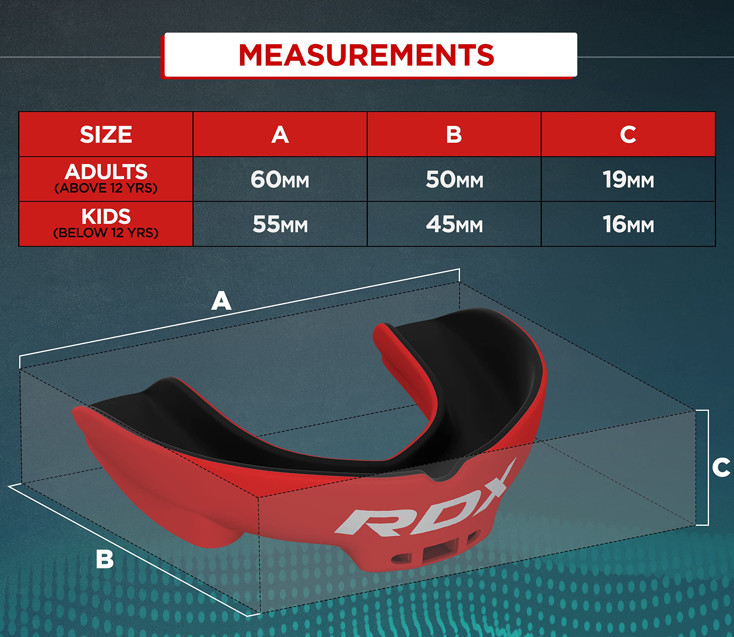 RDX Protège-Dents, Gouttière Coque Dentaire Pour Rugby, MMA, Hockey, Judo, Karaté, Arts Martiaux et Boxe, Respirant et Ajustable, Contient une boîte de rangement unique.