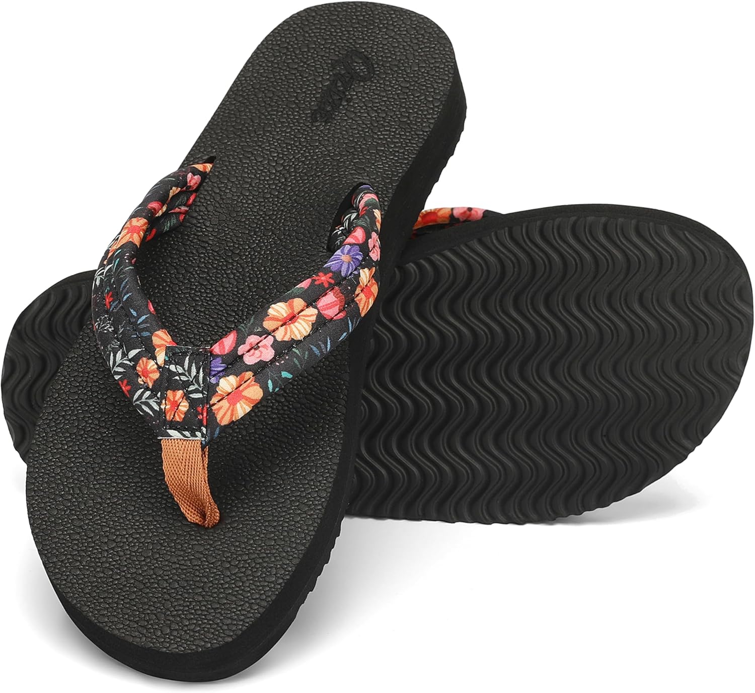 Women’s Wide Width Flip Flops with Arch Support – Yoga Mat Comfort, Lightweight Slip-On Beach & Walking Sandals for Indoor/Outdoor