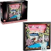 LEGO Art Japanese Cherry Blossom Landscape 31218 - Adult 3D Framed Wall Decor Building Kit, 1892 Pieces, Mount Fuji & Waterfall Art