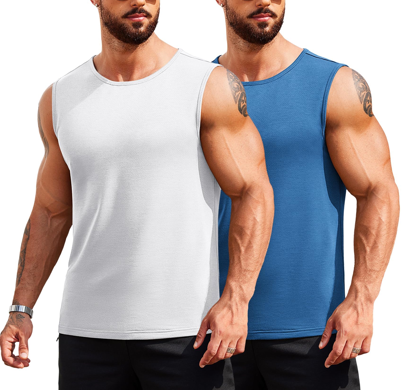COOFANDY Tank Top Herren Muskelshirts Gym Sport Achselshirts Fitness Ärmelloses Shirt Atmungsaktiv Tanktop 2er Pack