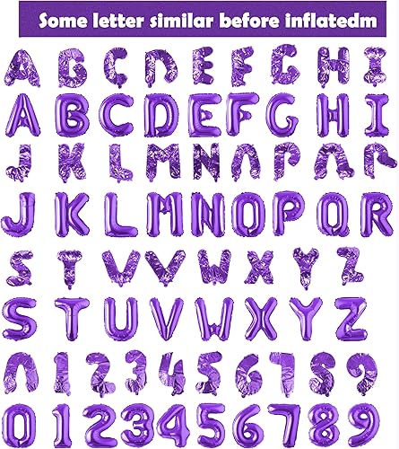 Miniatura 3 de Cartel de globos de feliz cumpleaños, letras personalizadas de 16 pulgadas, letras del alfabeto, globos de aluminio de Mylar (morado)