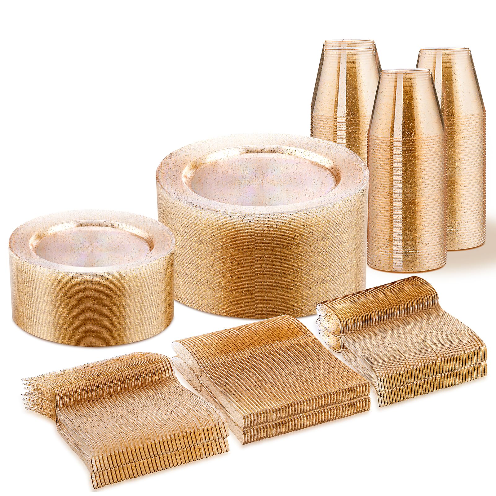 WELLIFE Silver Disposable Dinnerware Set - 600 Piece -14