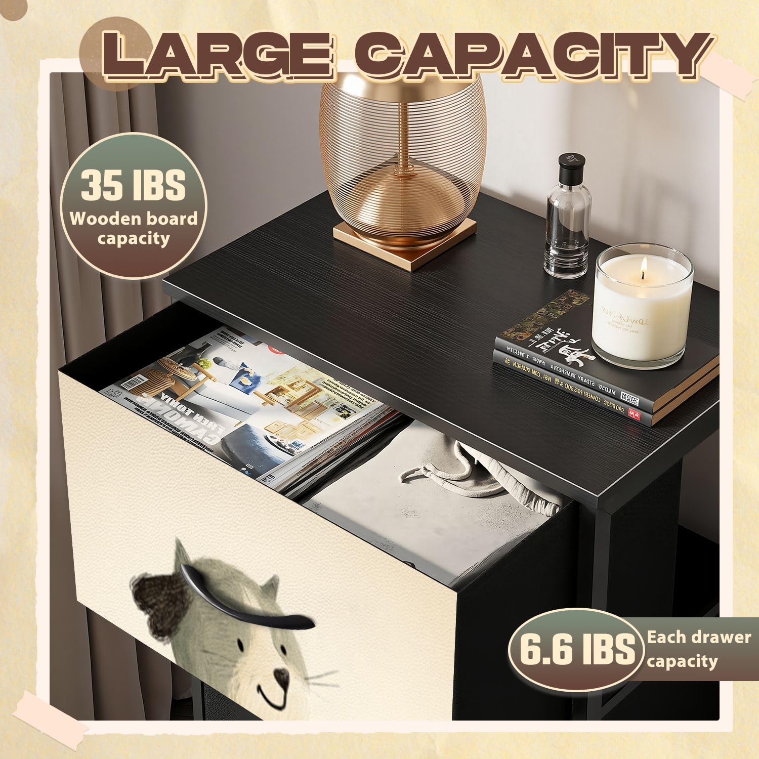 Drawers for Bedroom Dresser for Closet Cute Dogs Riding Skateboard Whimsical Animal Storage Cabinet with Easy Pull Handle for Bedroom Entryway Dorm