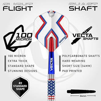 Winmau Darts Epix Series 90% Professional Tungsten Darts Set with Dart Flights and Dart Shafts (Stems) - Available Weights 18g Soft Tip 22g and 24g Steel Tip