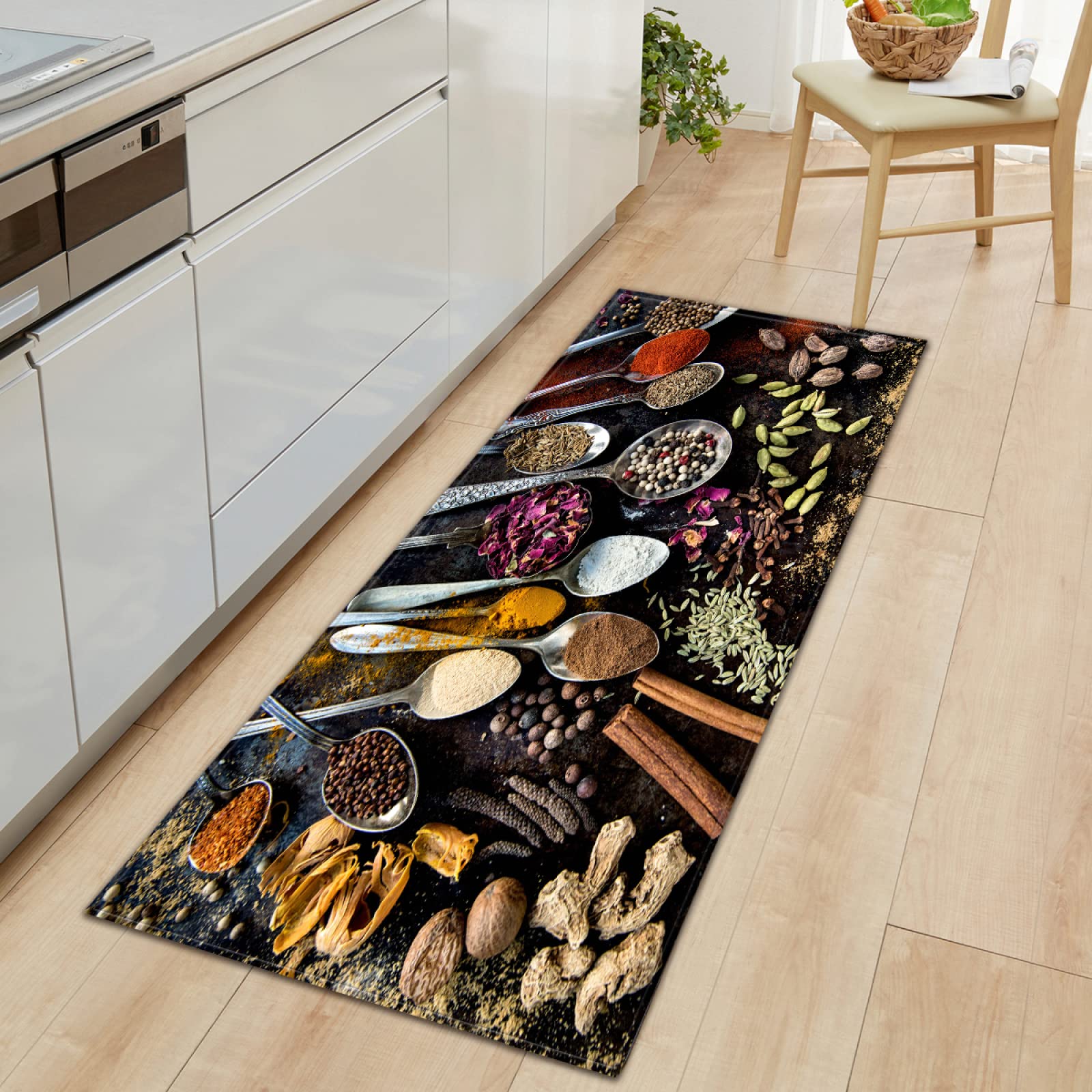 Tapis De Cuisine Antidérapant 50x80 Cm - Motif Couleurs & Assaisonnements - Lavable En Machine - Confort & Décoration
