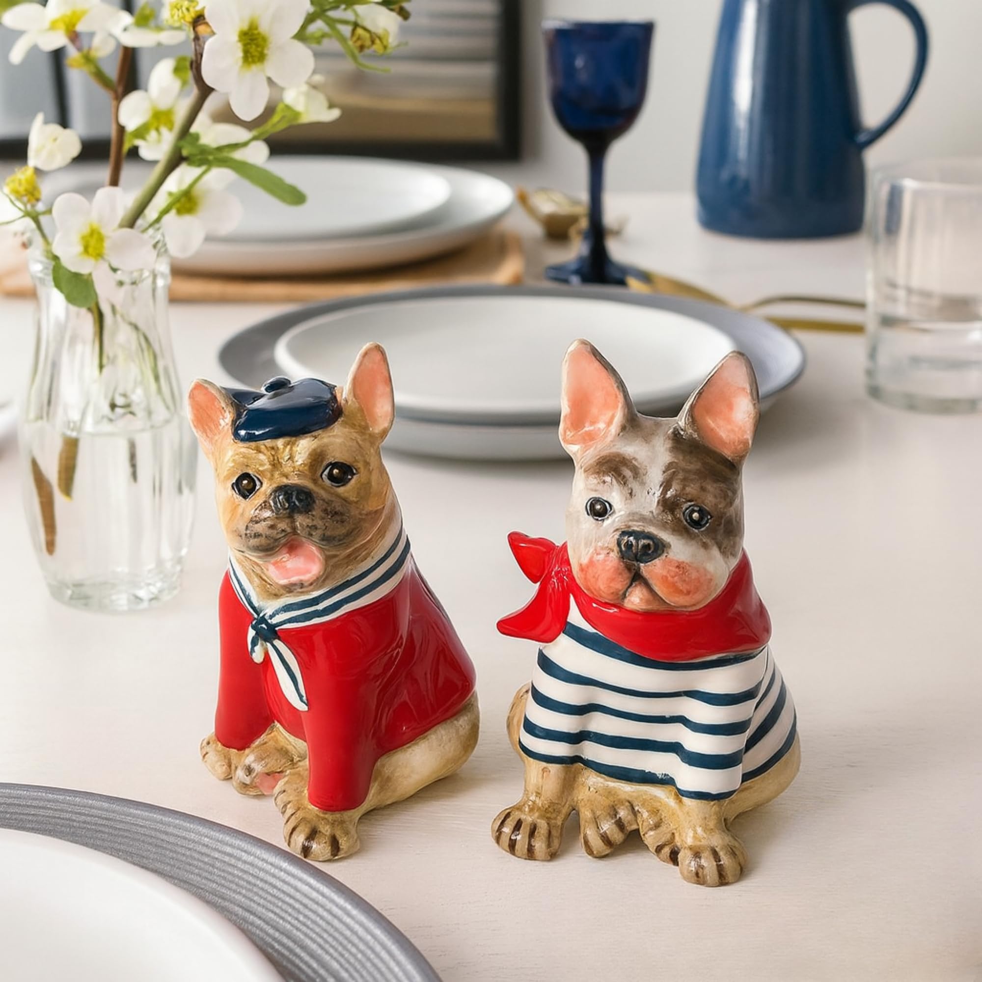 Amazon.com: Blue Sky Ceramics French Bulldog Salt & Pepper Set