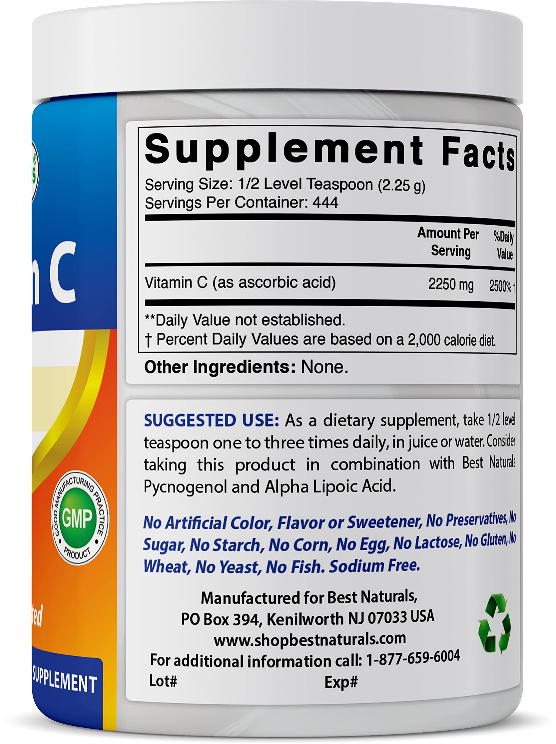 Best Naturals 100% Pure Vitamin C Powder Non-GMO 1 lb (454 Grams) Powder (Also Called Ascorbic Acid) (1 LB (Pack of 2)) — Amazon image 5