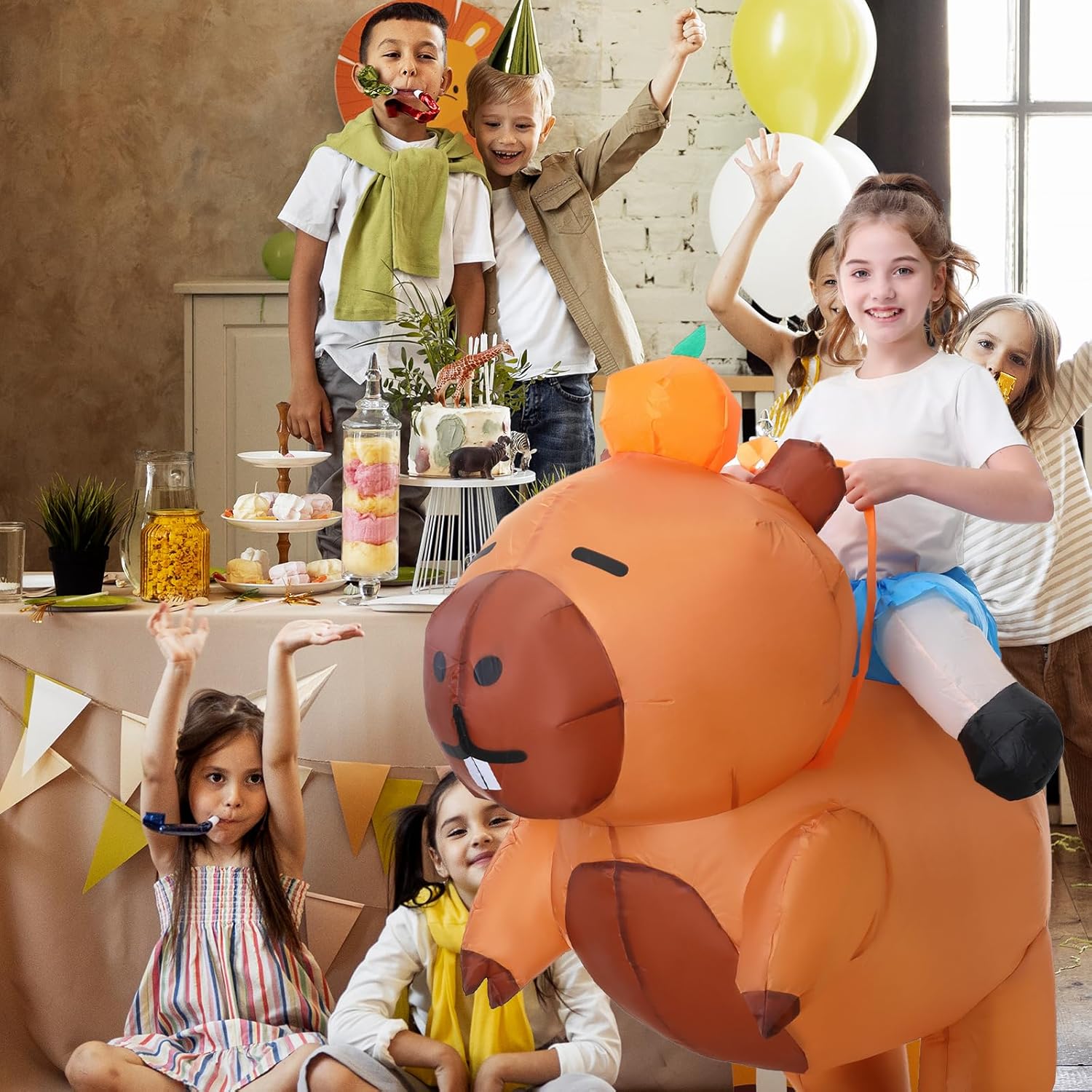 Inflatable Capybara Costume for kids Cosplay Party Ride on Animal Blow Up Costumes Halloween - Image 7