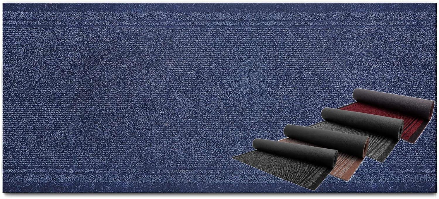 Tappeto Corridoio e Passaggio Malaga, tappeto resistente e antiscivolo, ideale per cucina, ingresso, bagno, larghezza 66 cm, diversi colori e dimensioni (280 cm, blu)