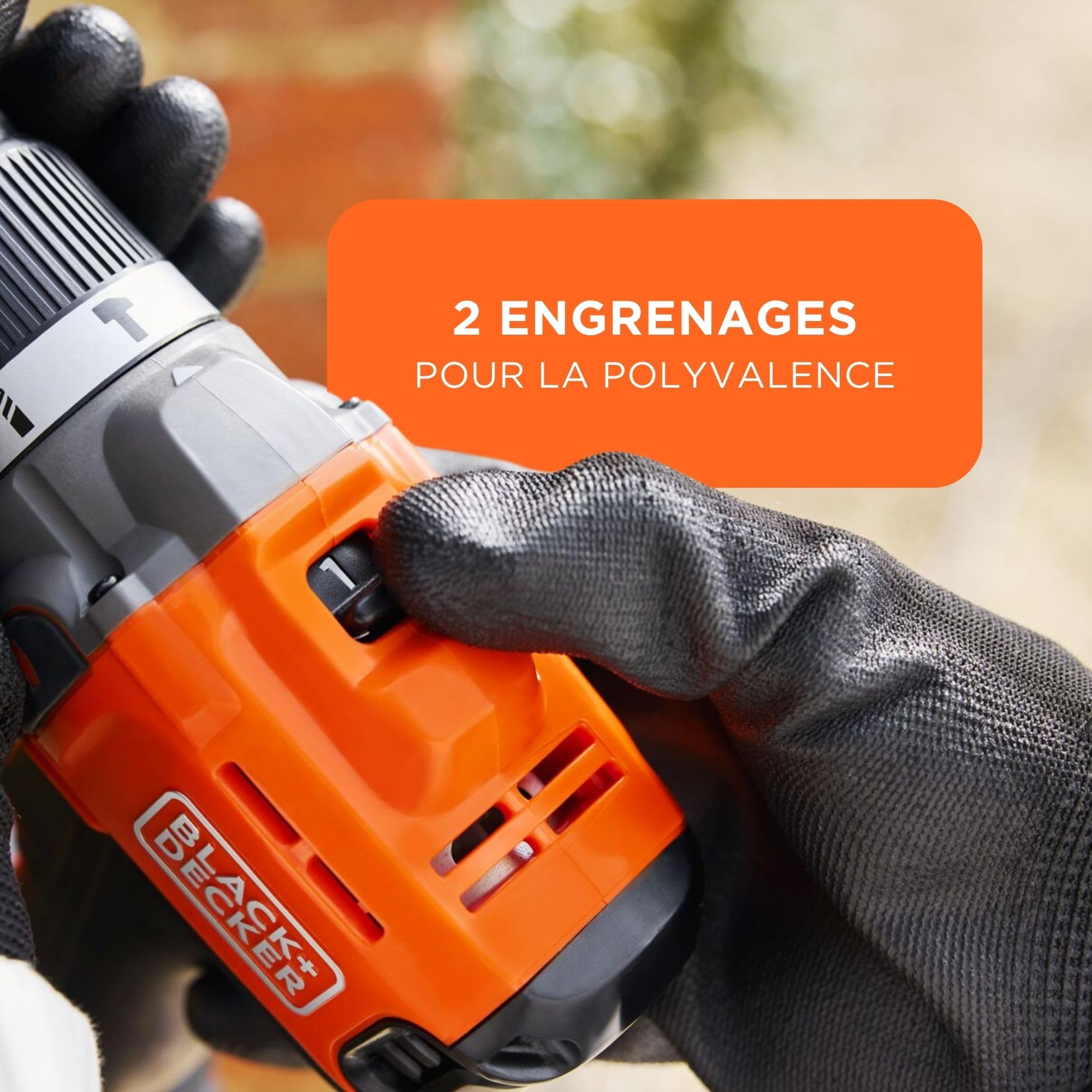 BLACK+DECKER Marteau perforateur sans fil 18V POWERCONNECT, couple 45Nm, 2 vitesses, éclairage LED, mandrin sans clé, sans batterie ni chargeur, BCD383XN-XJ