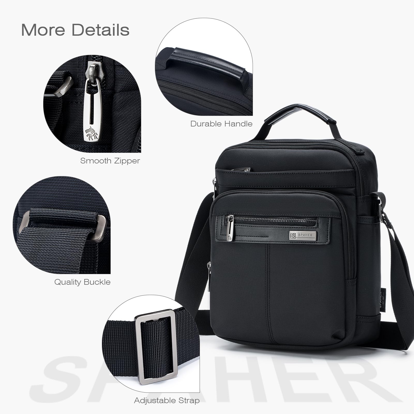 SPAHER Borsa Uomo Tracolla Borsello Ipad Impermeabile, Lavoro Tablet