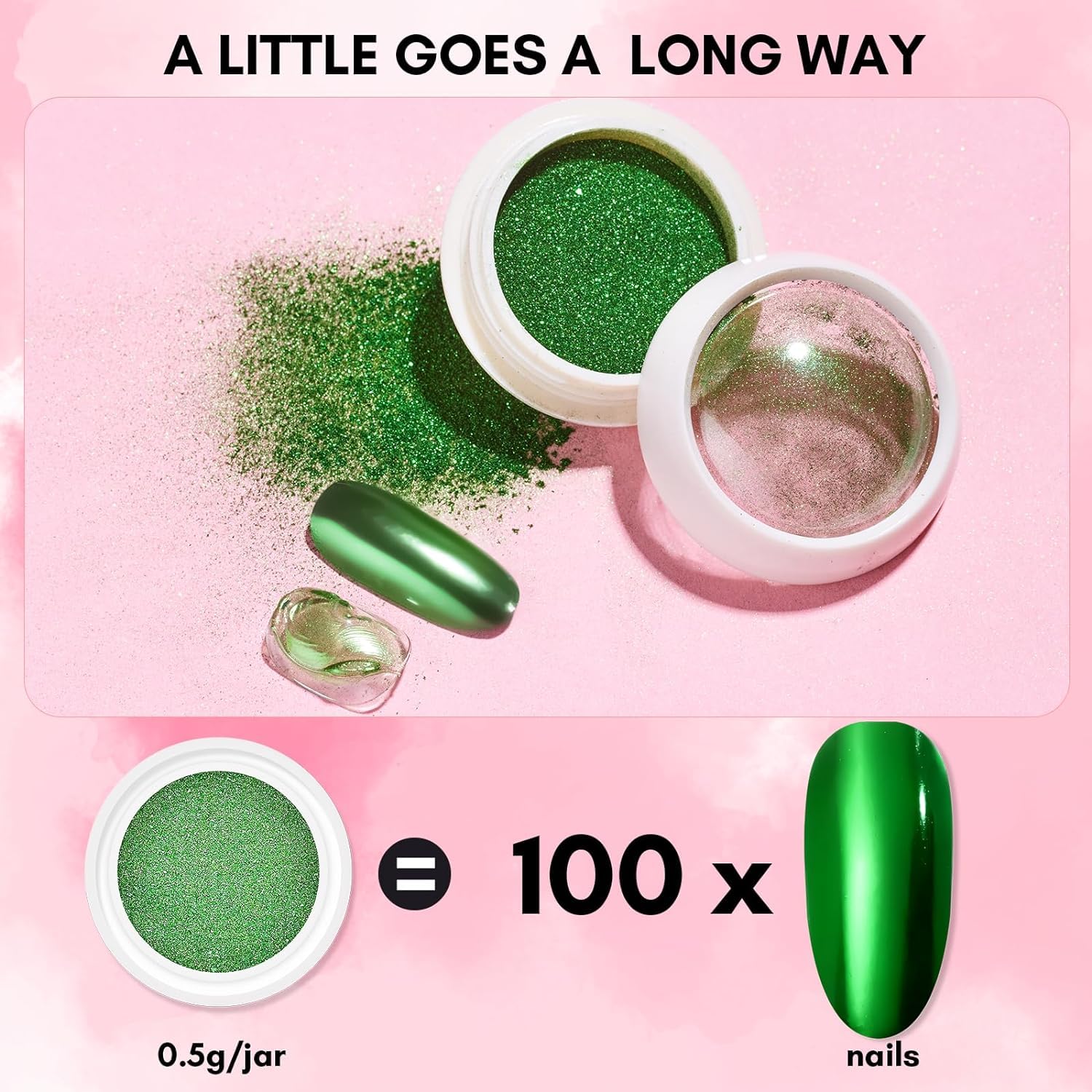 MEI DE MODA Mirror Chrome Nail Powder Set - 12 Colors Metallic Holographic Chrome Nail Powder Purple Green Red Rose Gold Nail Chrome Powder for Gel Nails Manicure Nail Art Chrome Powder Gifts for Women 2
