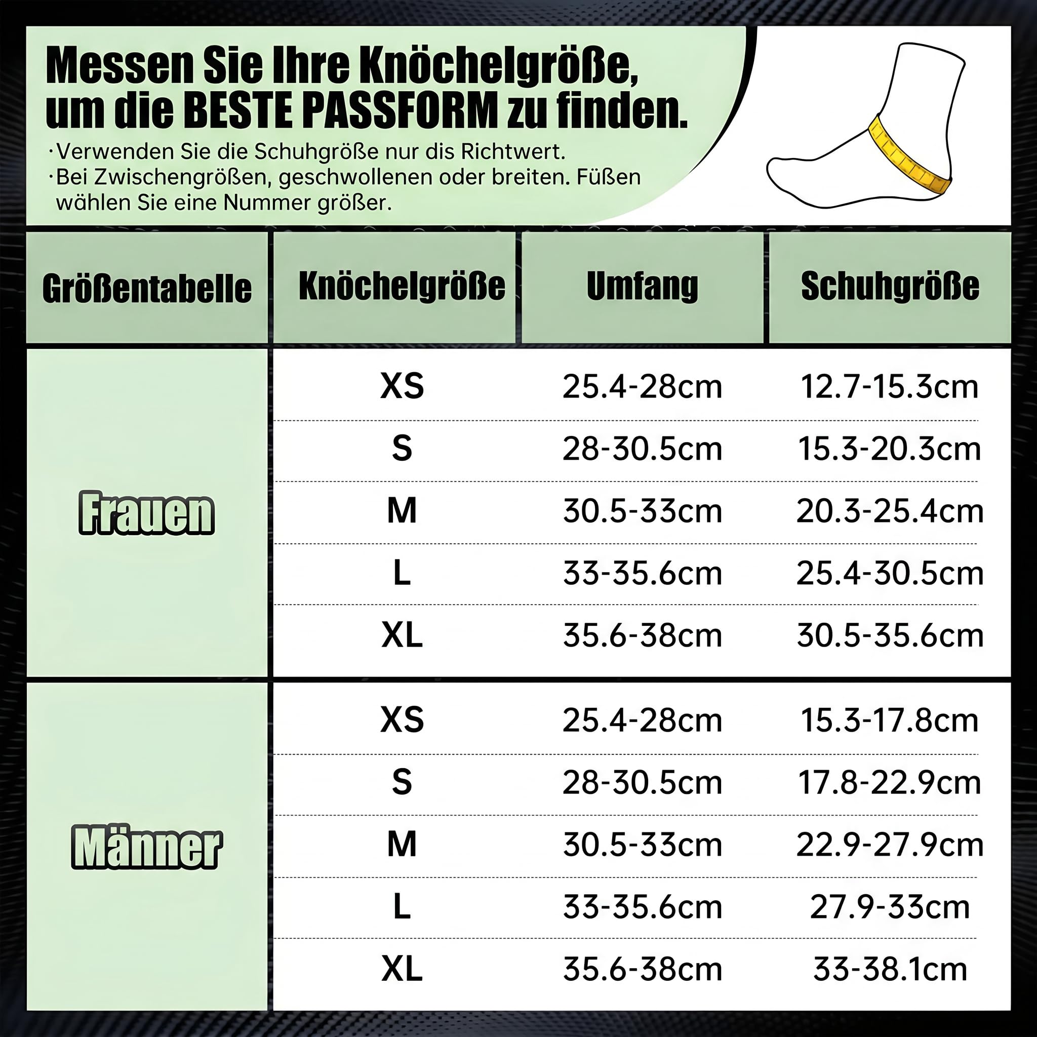 Sprunggelenkbandage für Verstauchte Knöchel, Sport & Alltag (1 Stück, XL) | Zuverlässiger Schutz| Stabiler Halt| mit 2 Stützpads| Atmungsaktives Material| Für Männer und Frauen geeignet