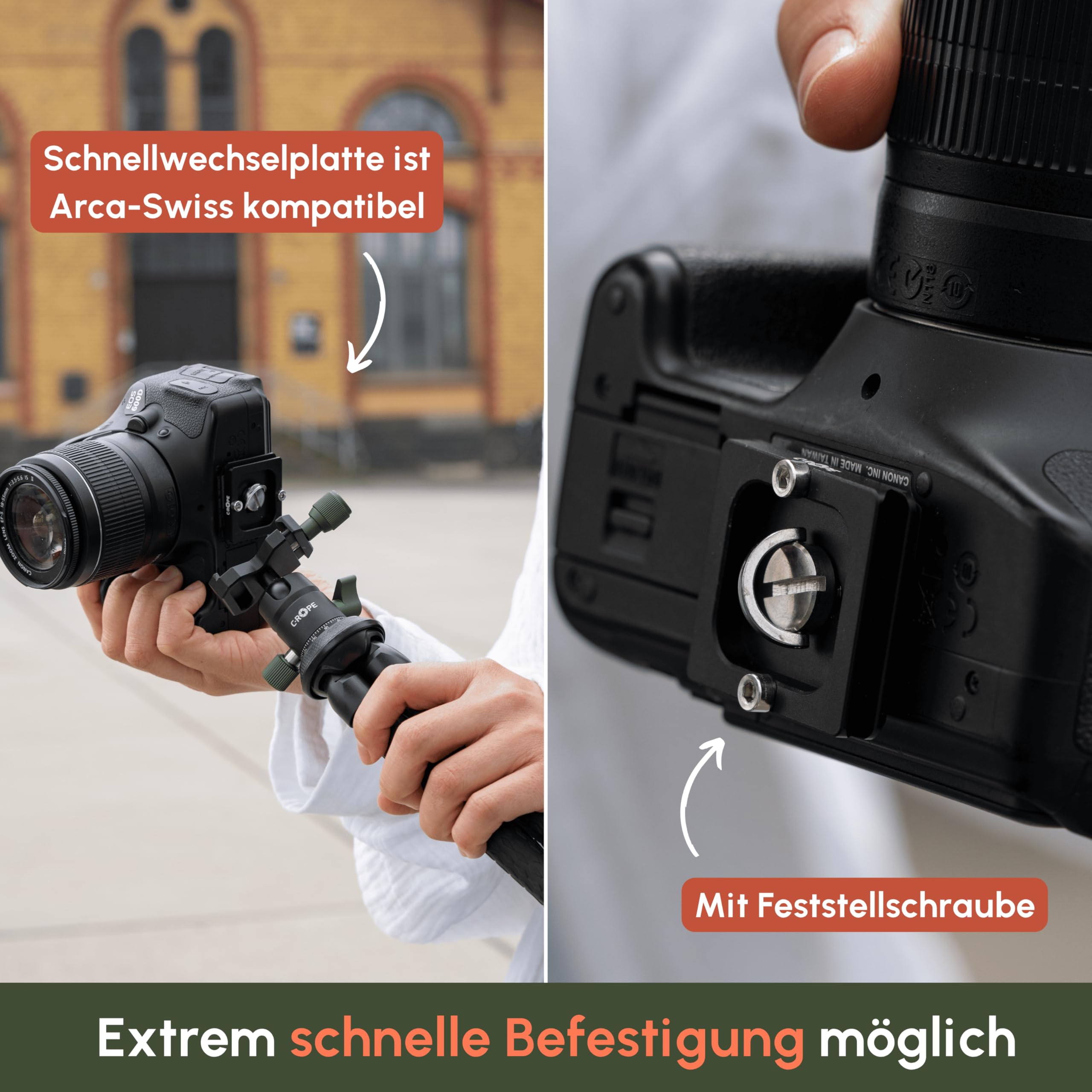 C-Rope Flexibles Kamerastativ CREATORPOD mit 360 Grad Kugelkopf, Traglast bis 2kg, Arca Swiss, Kamera Stativ