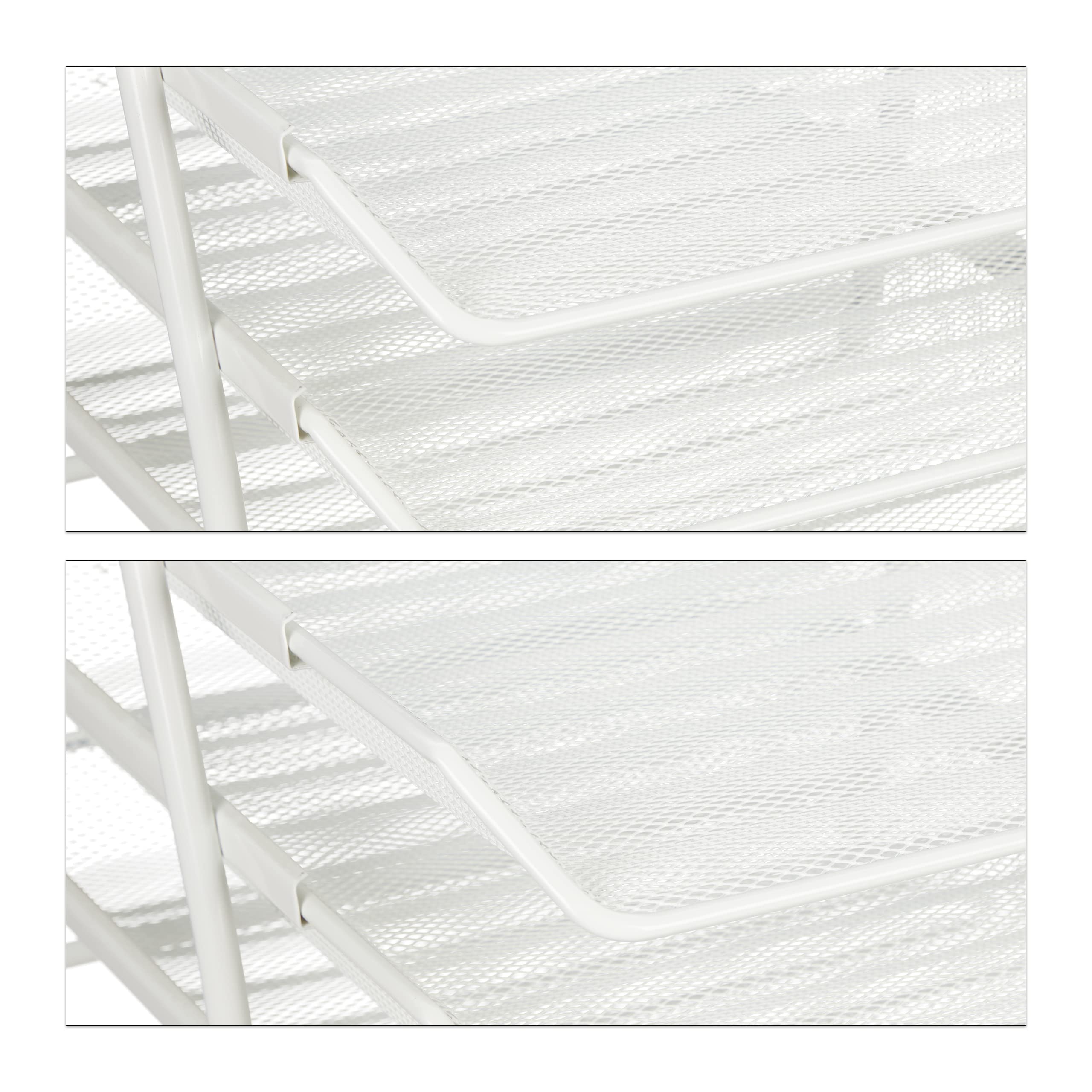 Relaxdays Organizador Oficina 3 Niveles, Bandeja Documentos Metal, Soportepara Papel A4, 26,5x29,5x35,5 cm, Blanco