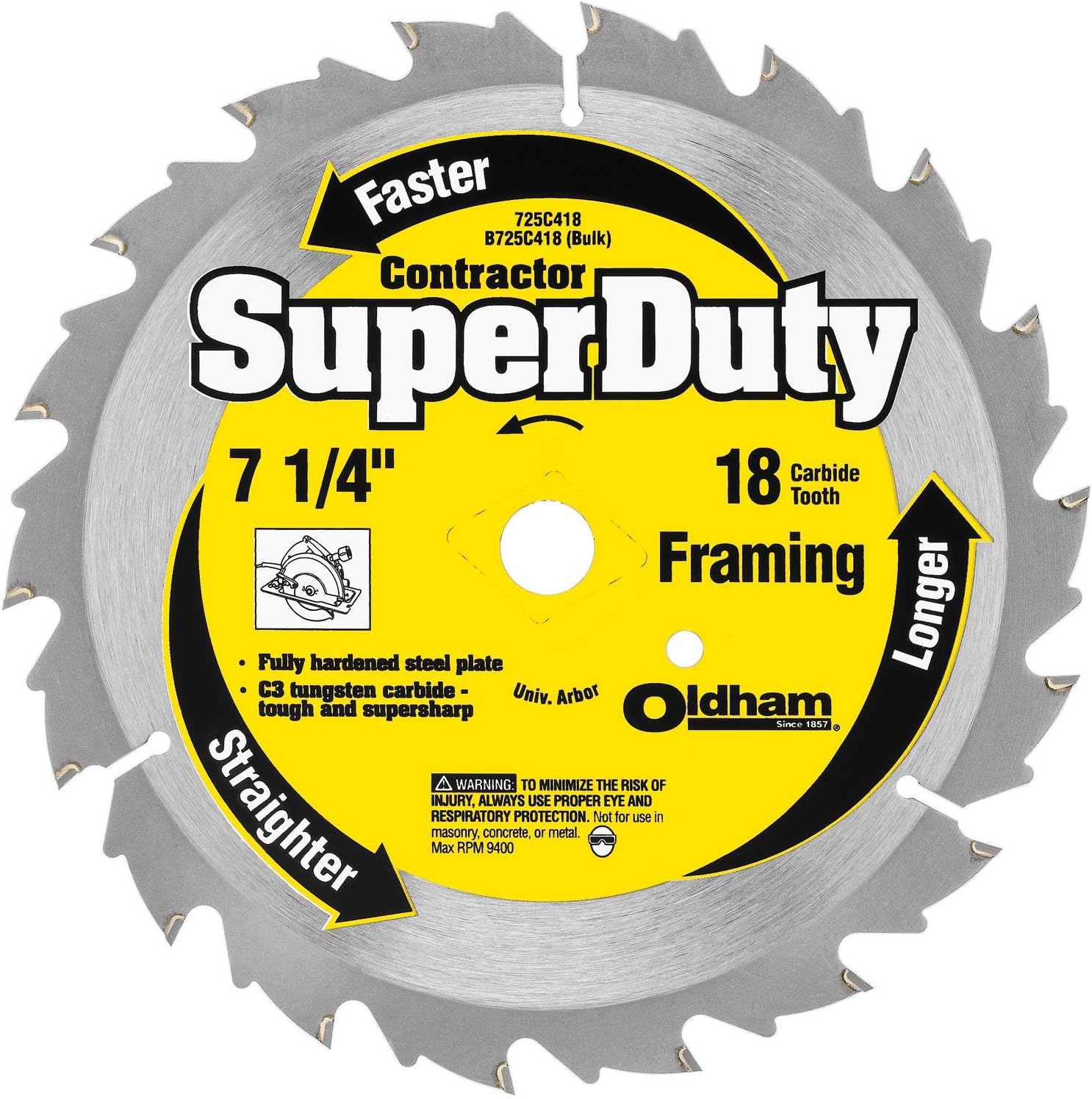 OLDHAM 725C418 Contractor 71/4Inch 18 Tooth ATB Decking Saw Blade