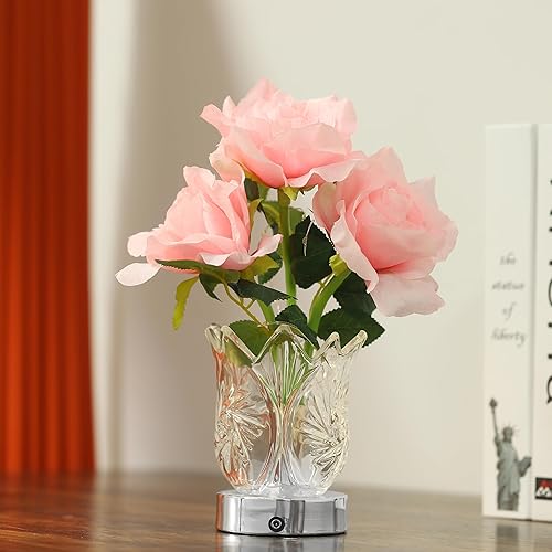 Miniatura 2 de WSYEAR Lámpara de flores de regalo para mamá, esposa, hija, mesa LED de cristal artificial, lámpara decorativa de noche para dormitorio, sala