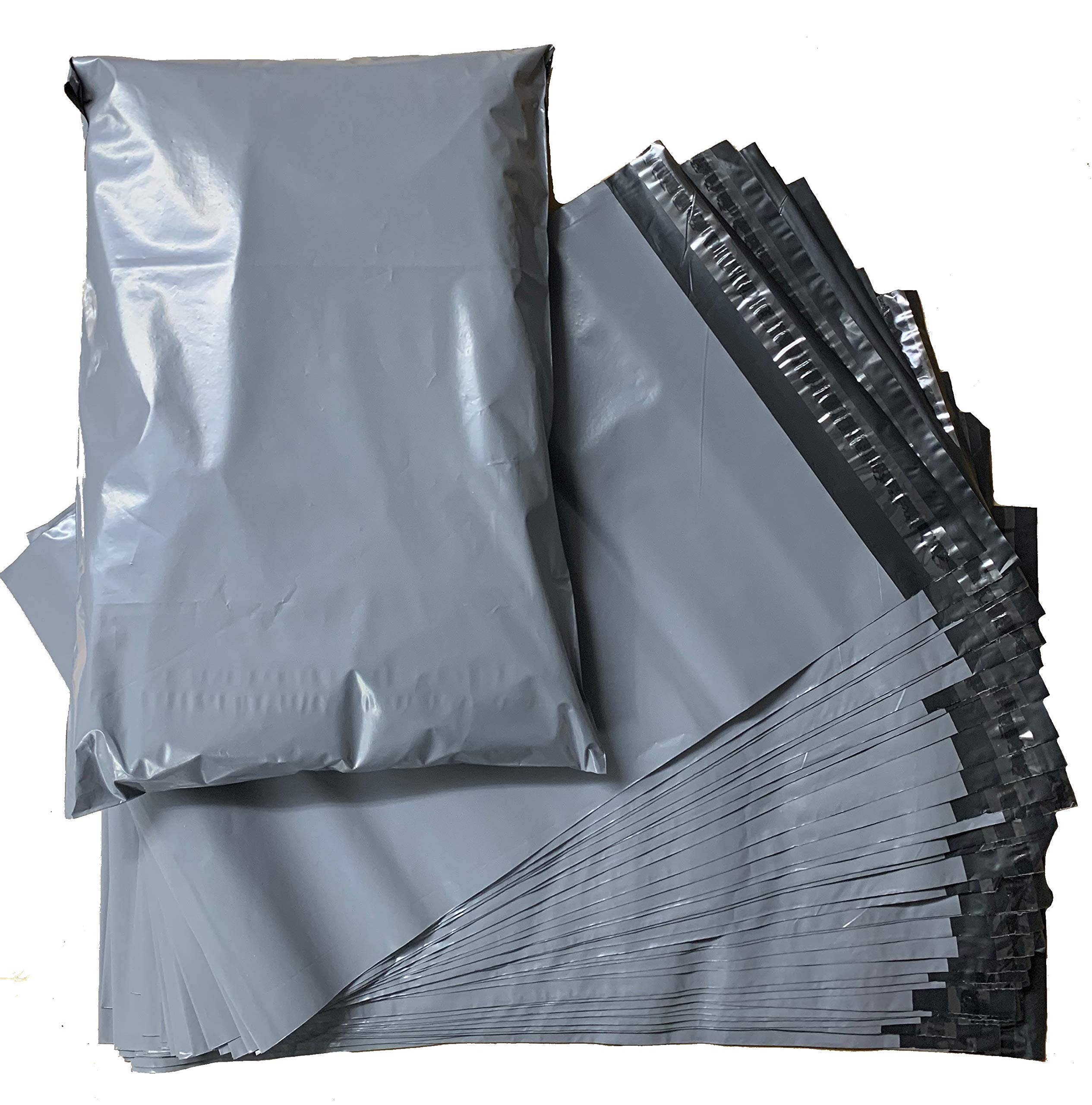 Turners 10" x 14" Grey Plastic Postal Mailing Bags 350mm x 250mm + 40mm Flap - 60 Mircon Self Adhesive Strip (Pack of 100)