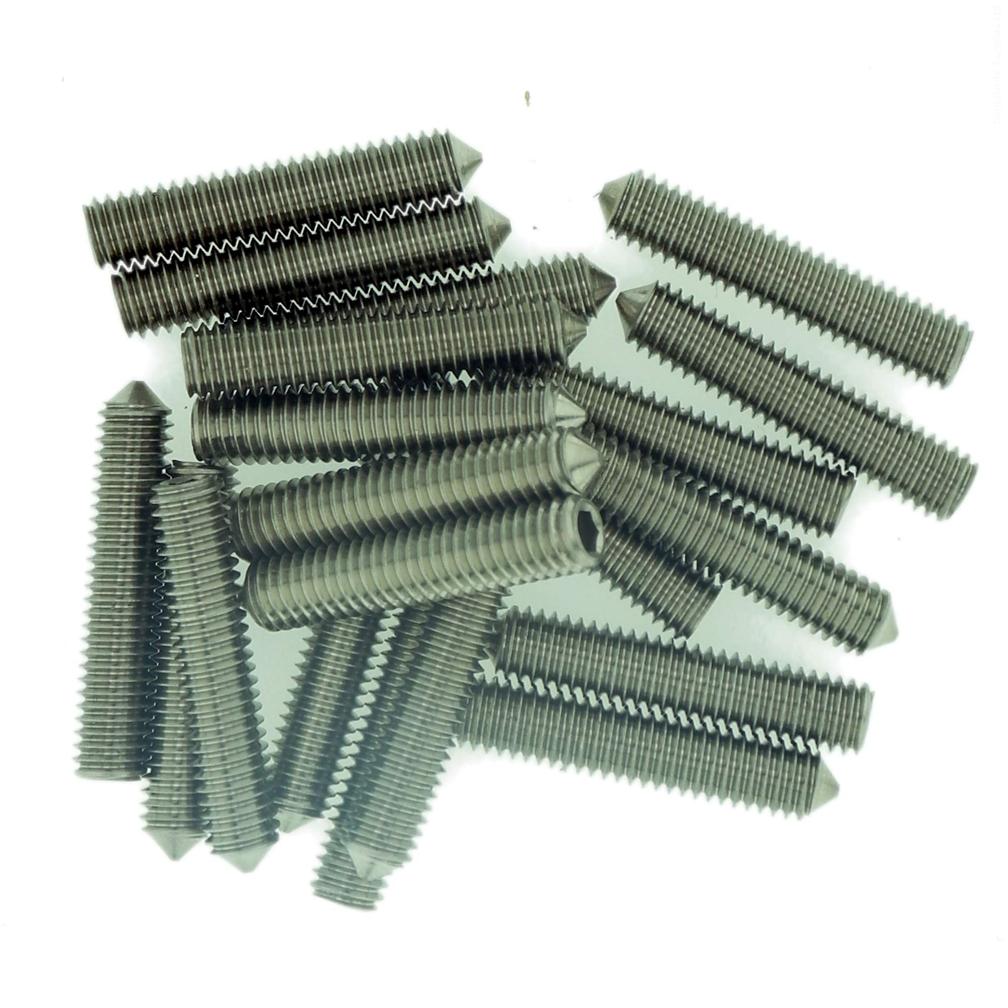 Singularity Supplies M3 (3Mm X 8Mm) Hex Socket Grub Screw (Cone Point) - Stainless Steel (A2) (Pack Of 20)