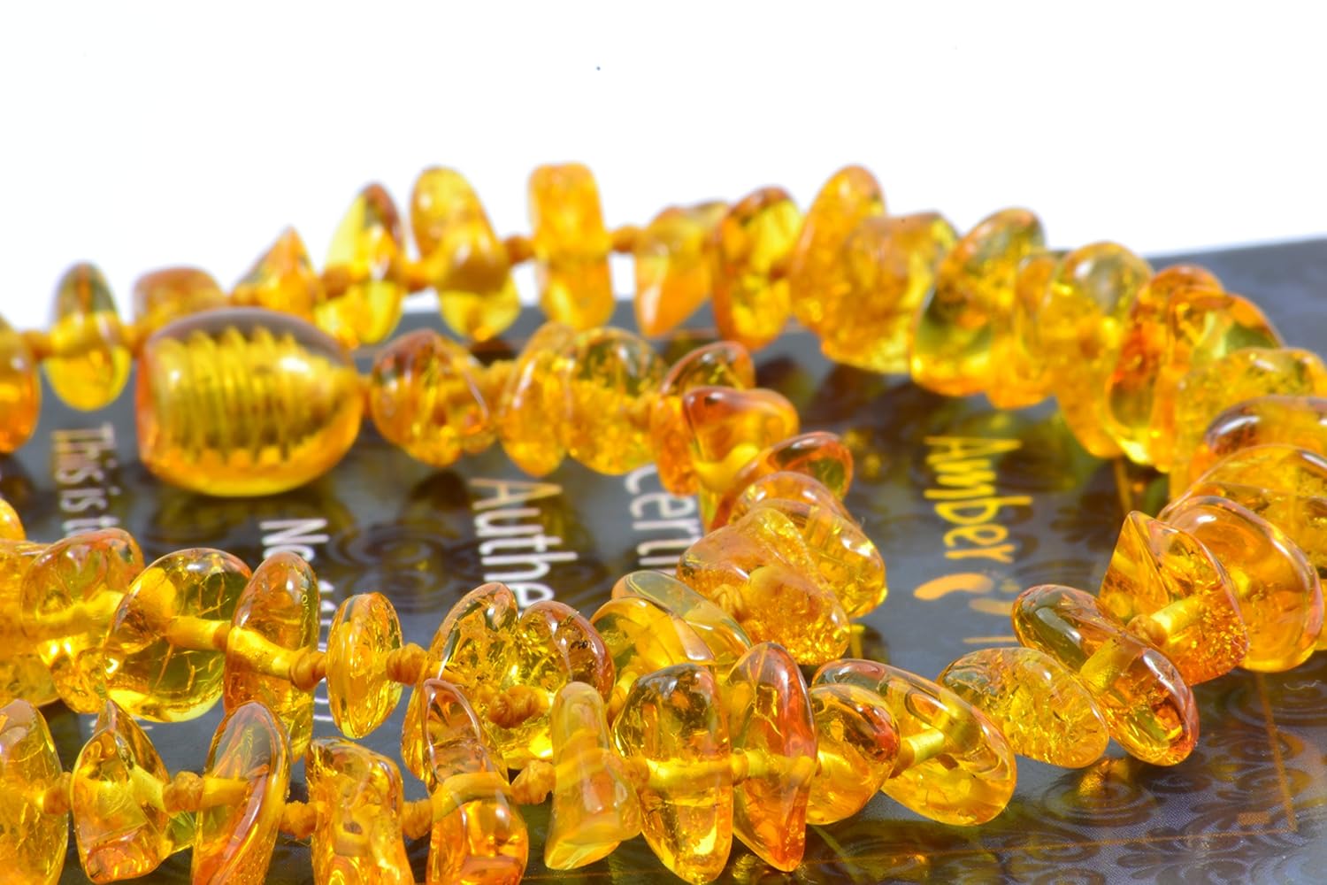 RAW Baltic Amber Necklace - Natural Amber from Baltic Region, Genuine Amber (13in.) - Image 2