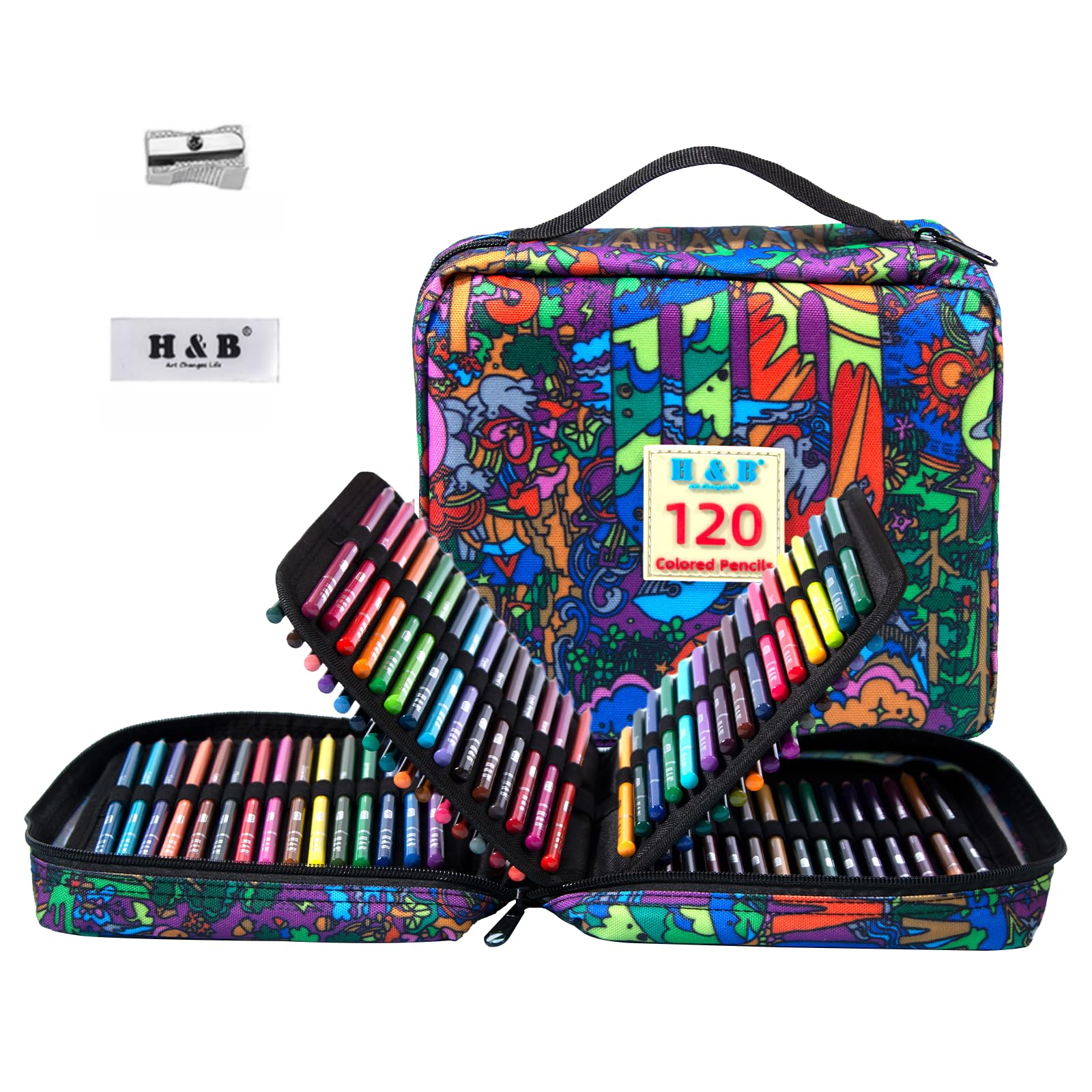 H &amp; B 120PCS Colored Pencils for Adults with Zipper Case, Soft Core Oil-Based Drawing Pencils for Adult Coloring, Professional Art Supplies for Artists