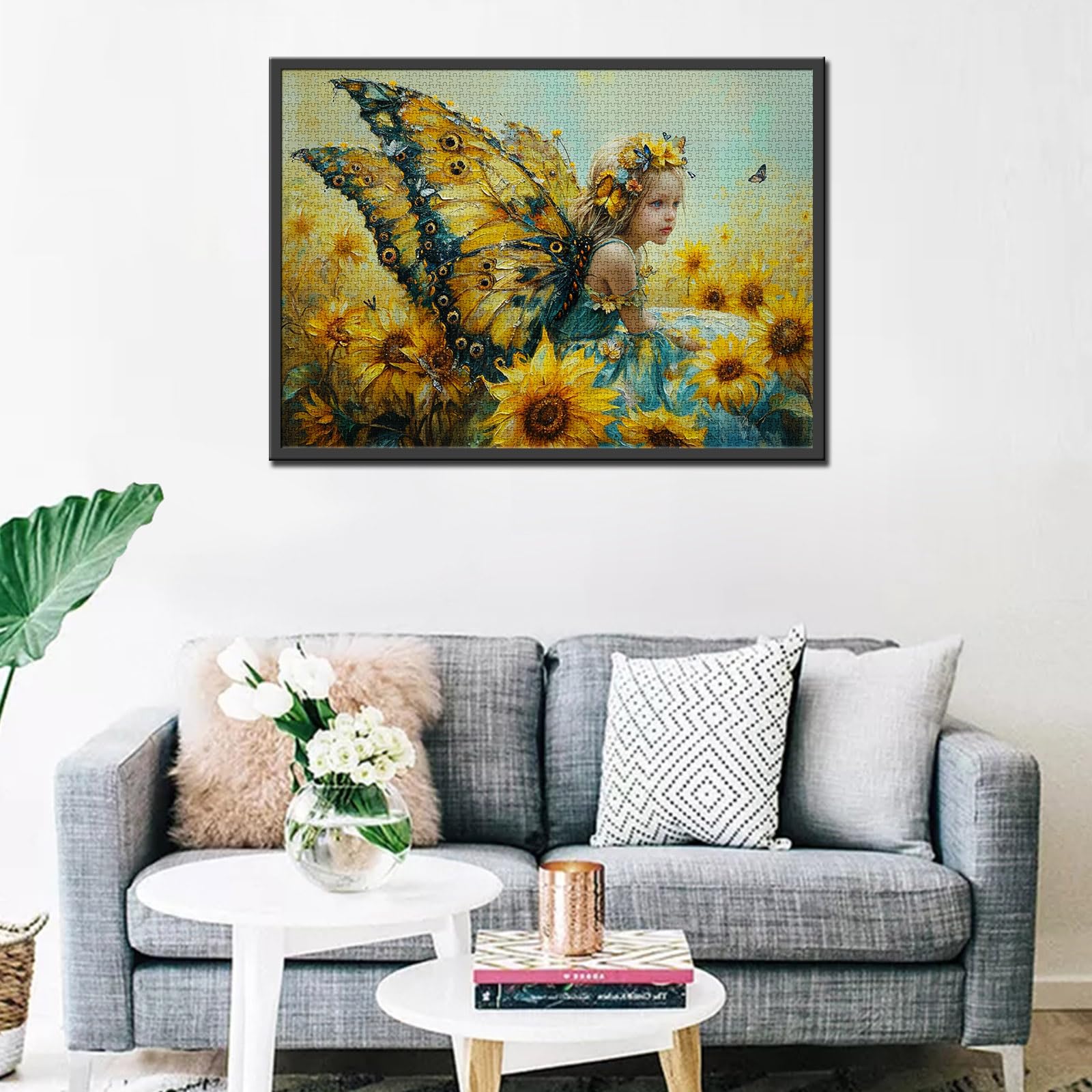 Tucocoo 1000 Piece Jigsaw Puzzle for Adults, Fairy Little Girl With Sunflowers and Yellow Wings - Image 4
