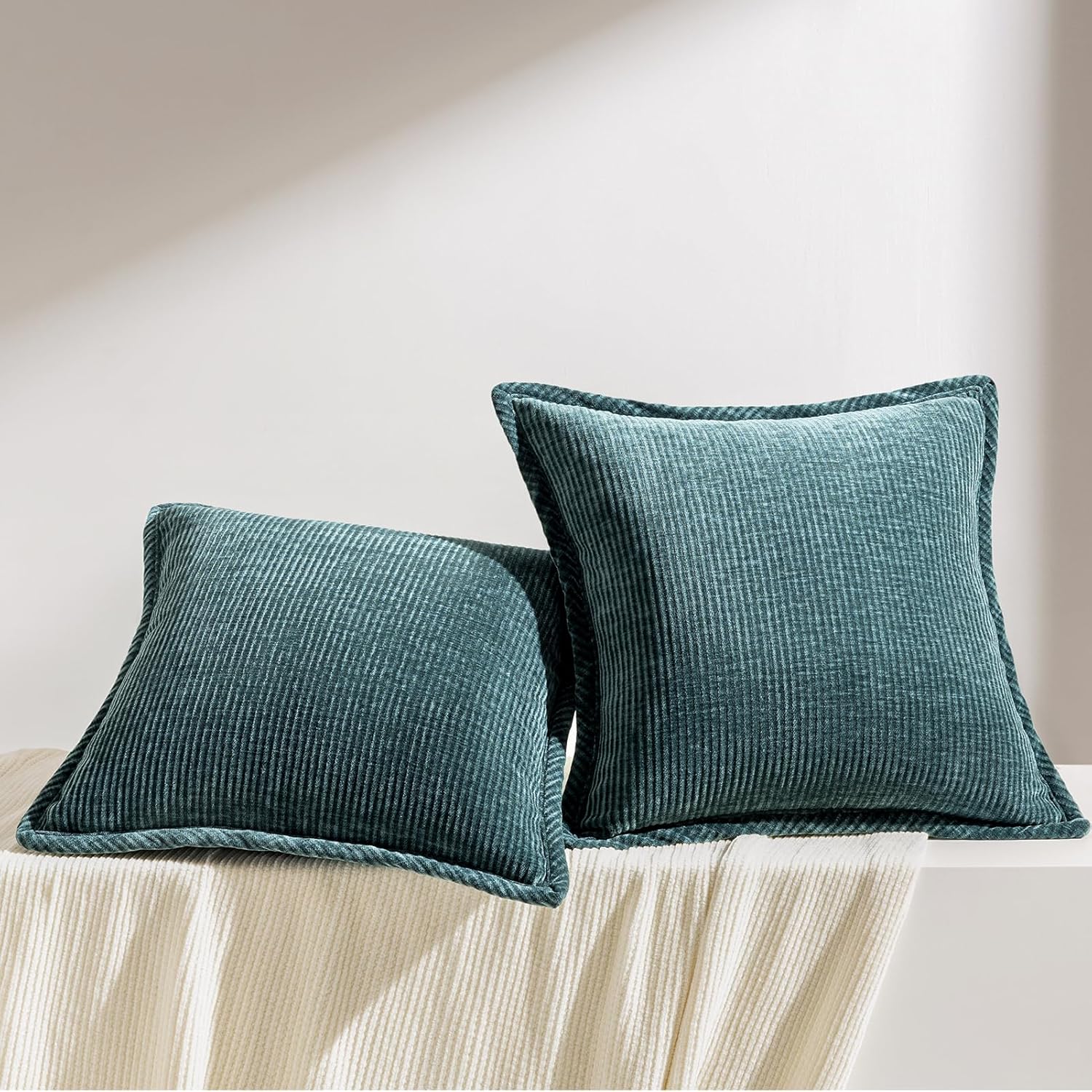 Phantoscope Pack of 2 Paris Corduroy Pillow Covers, Vintage