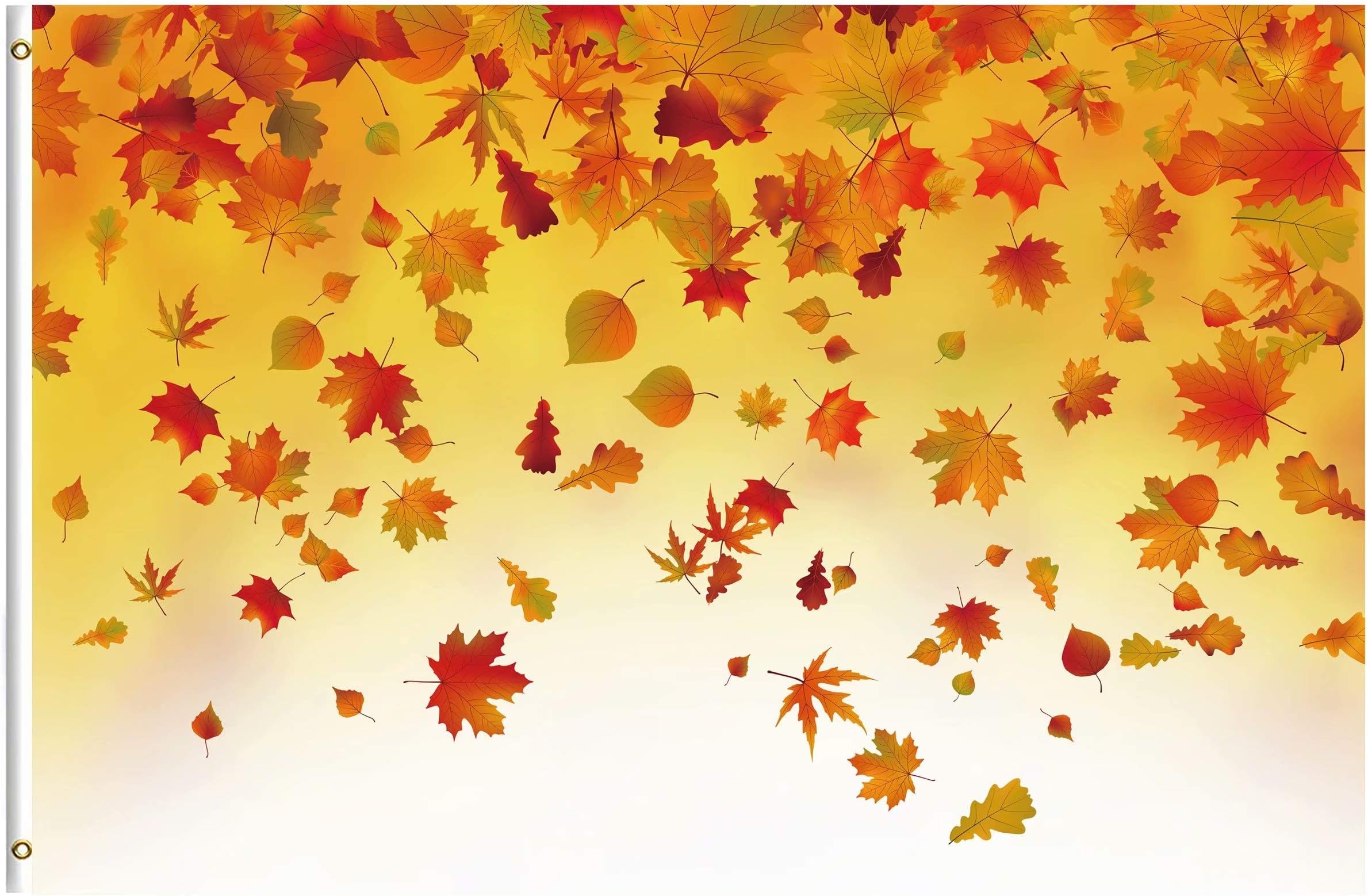 ShineSnow Fallen Fall Autumn Leaves Seasonal Golden Yellow Maple 3x5 Feet Flag, Polyester Double Stitched with Brass Grommets 3 X 5 Ft Flag for Outdoor Indoor Home Decor