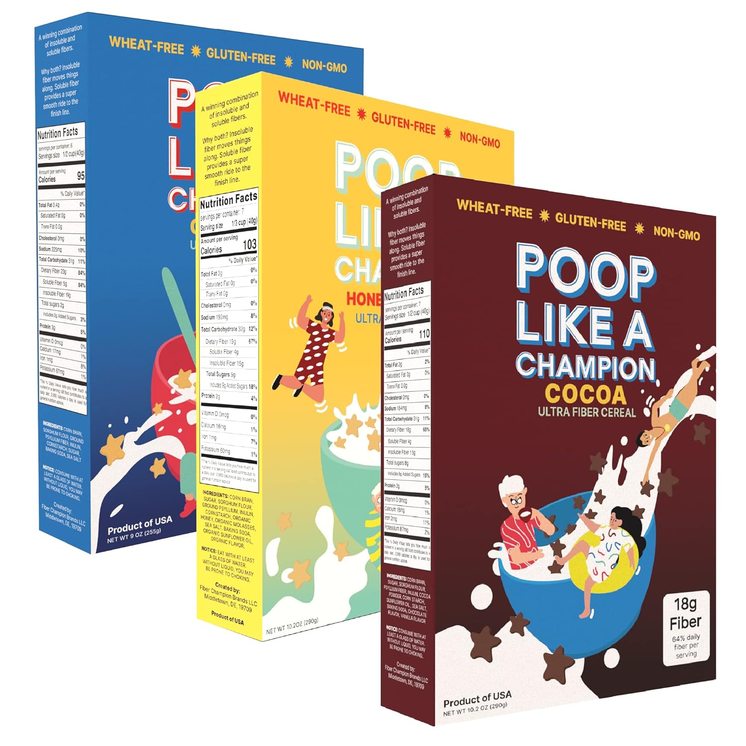 Poop Like A Champion High Fiber Cereal Original, Honey