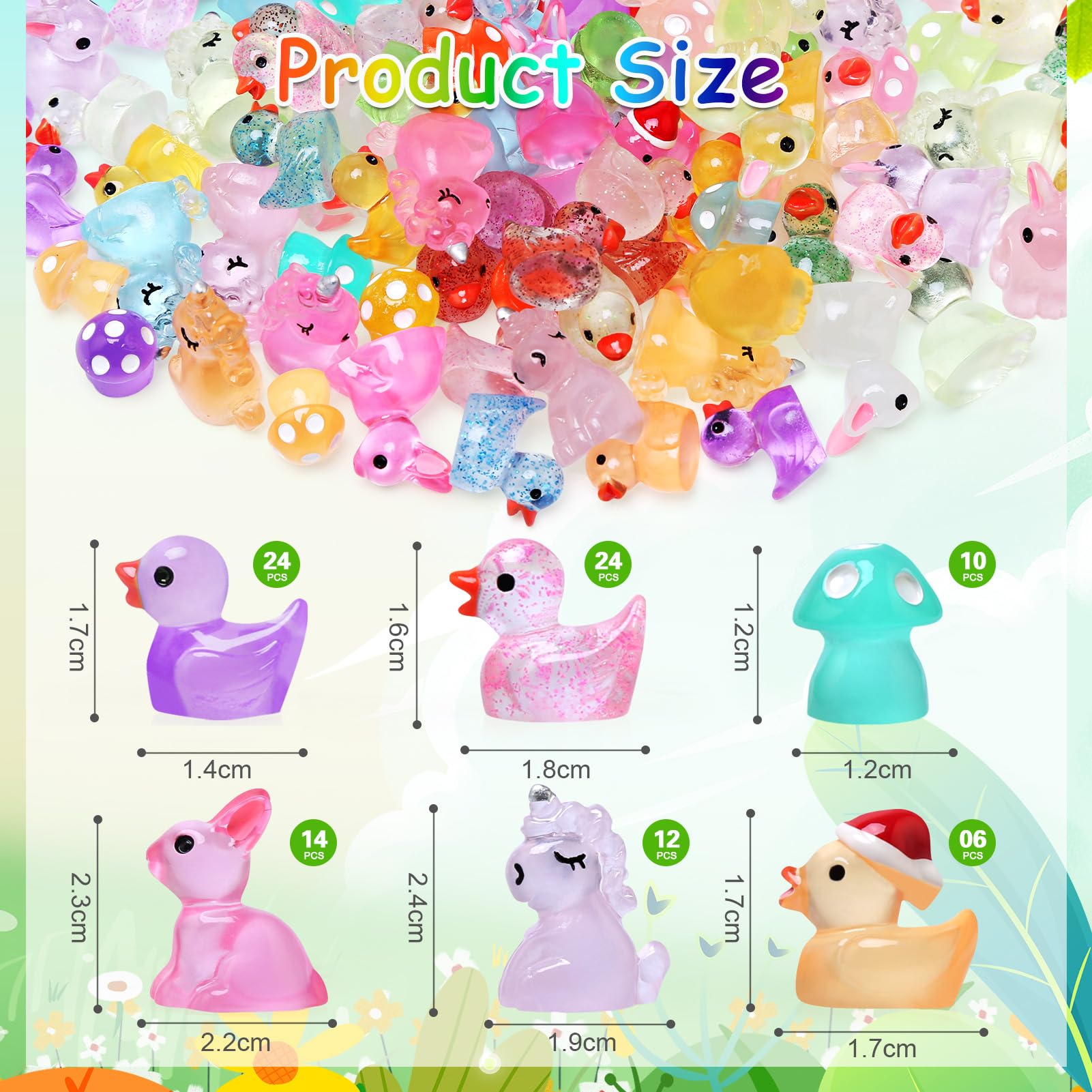 LEADSTAR 100 Pcs Mini Resin Animals Luminous, Mini Ducks - Image 3
