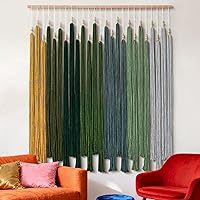 KHOYIME Large Boho Macrame Wall Hanging Green Tassels Tapestry 38.5x43 Handmade Bohemian Wall Art for Living Room Bedroom Nursery